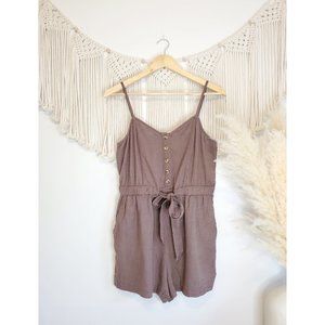 Aerie Brown Tie Waist Relaxed Romper M